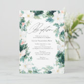 冬の花 エレガントなリース ポインセチア 洗礼 招待状 (スタンド正面)