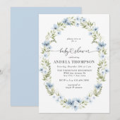 冬の花 |ブルーベビーシャワー 招待状 (正面/裏面)