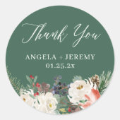 冬の花 ホーリー ベリー ホリデー サンクス ラウンドシール (正面)