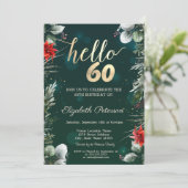 冬の花 ポインセチア グリーン 60歳の誕生日 招待状 (スタンド正面)