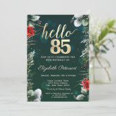 冬の花 ポインセチア グリーン 85歳の誕生日 招待状 (スタンド正面)