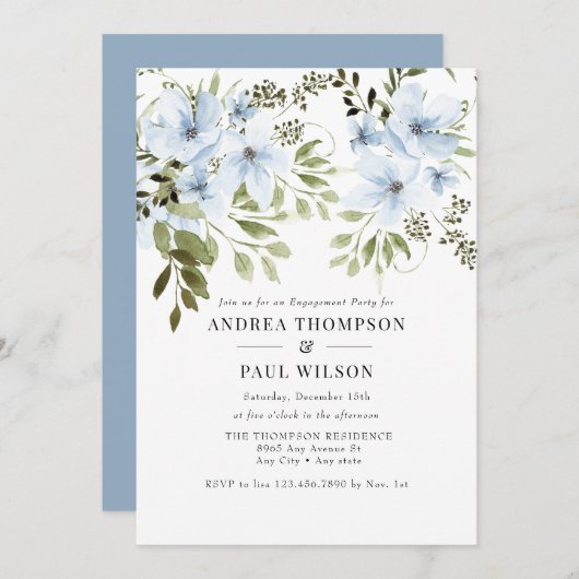 冬の花 |婚約パーティ招待状 招待状 (正面/裏面)