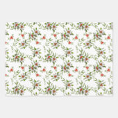 冬の花、果実、葉 ラッピングペーパーシート (正面)
