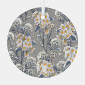 冬の花：繊細な花柄 ガラスオーナメント (裏面)