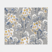 冬の花：繊細な花柄 フリースブランケット (正面(横))