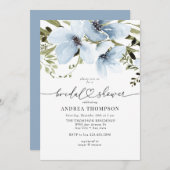 冬の花 |青いブライダルシャワー 招待状 (正面/裏面)