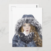 冬の若い美少女 ポストカード (正面/裏面)