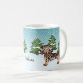 冬の茶色とタンのリンゴ短い髪のダックスシュント コーヒーマグカップ (正面右)