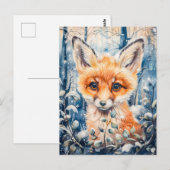 冬の草に小狐 ポストカード (正面/裏面)