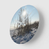 冬の草 –  ラウンド壁時計 (傾斜)