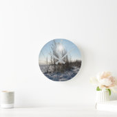 冬の草 –  ラウンド壁時計 (ホーム)