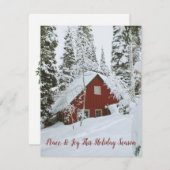 冬の荒野のログハウスバケーション シーズンカード (正面/裏面)