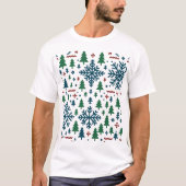 冬の華やかな雪の結晶模様 Tシャツ (正面)