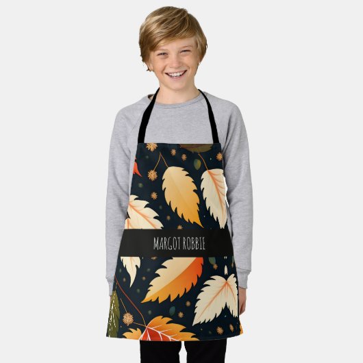 冬の落下離れのレトロパターン エプロン (着用した状態)