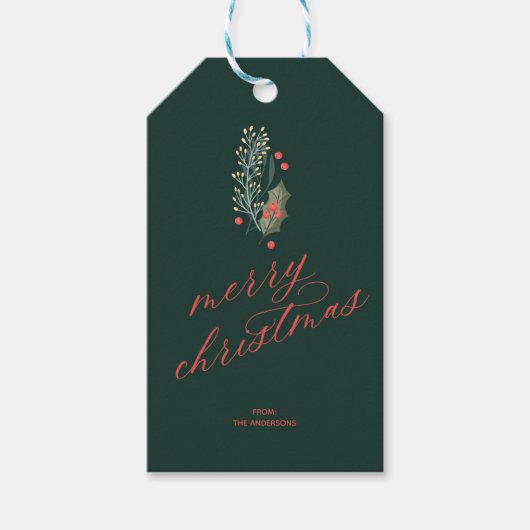 冬の葉からのクリスマスギフトタグ ギフトタグ (正面)