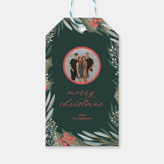 冬の葉からクリスマスギフトタグフォト ギフトタグ (正面)