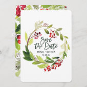 冬の葉っぱのSave the Dateカード セーブザデート (正面/裏面)