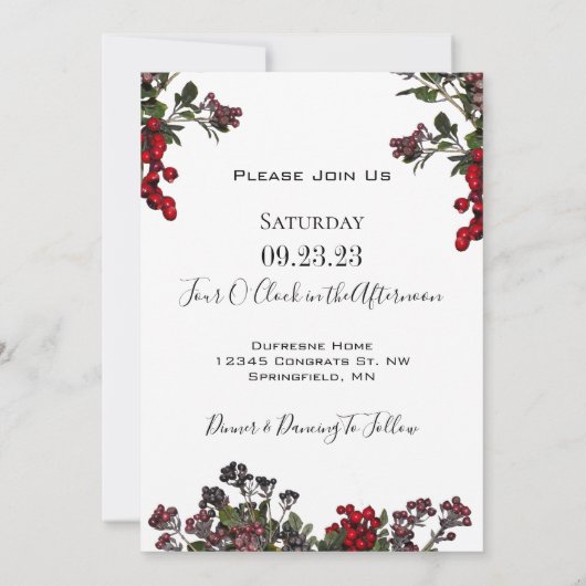 冬の葉のことわざそれが二回誓い更新 招待状 (裏面)