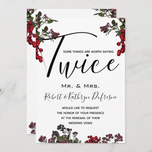 冬の葉のことわざそれが二回誓い更新 招待状 (正面/裏面)