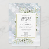 冬の葉のウェディングシャワーはがき　遠距離 招待状 (正面/裏面)