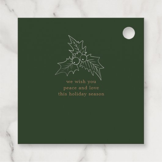 冬の葉のエレガントスクリプトフェイクフォイルホリデー フェイバータグ (裏面)