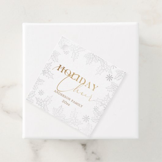 冬の葉のエレガントスクリプトフェイクフォイルホリデー フェイバータグ (インサイチュ)