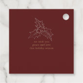 冬の葉のエレガントスクリプトフェイクフォイルホリデー フェイバータグ (裏面)