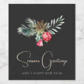 冬の葉のエレガント金ゴールド雪の結晶 ワインラベル (シングルラベル)