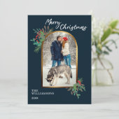 冬の葉のカスタム写真 メリークリスマス シーズンカード (スタンド正面)