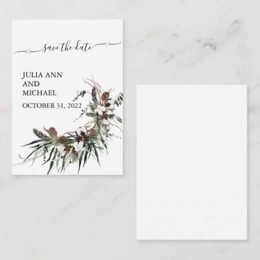 冬の葉のクリスマスコットンを保存 ノートカード (正面/裏面)