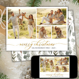 冬の葉のスクリプト4フォトコラージュクリスマス シーズンカード