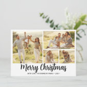 冬の葉のスクリプト4フォトコラージュクリスマス シーズンカード (スタンド正面)