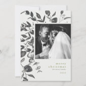 冬の葉のスケッチクリスマスフォトカード シーズンカード (正面)