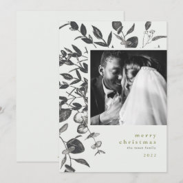 冬の葉のスケッチクリスマスフォトカード シーズンカード