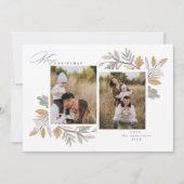 冬の葉のホリデーカード 招待状 (正面)