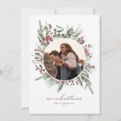 冬の葉のリースクリスマスフォトカード シーズンカード (正面)