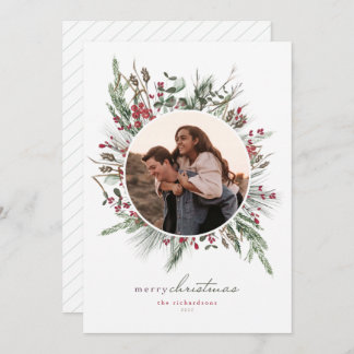 冬の葉のリースクリスマスフォトカード シーズンカード