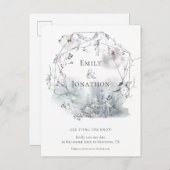 冬の葉の名前ウェディング日付を保存 インビテーションポストカード (正面/裏面)