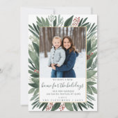 冬の葉の新しい家のための休日の写真の移動 シーズンカード (正面)