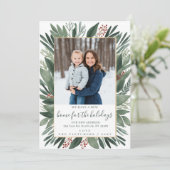 冬の葉の新しい家のための休日の写真の移動 シーズンカード (スタンド正面)