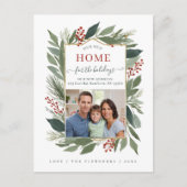 冬の葉の新しい家のための休日の写真の移動 シーズンポストカード (正面)