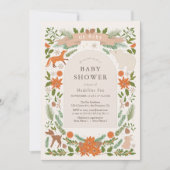 冬の葉の森の動物ベビーシャワー 招待状 (正面)