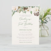 冬の葉の男の子《キリスト教》洗礼式や命名式1st誕生日パーティー 招待状 (スタンド正面)