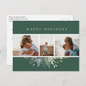 冬の葉の緑の写真コラージュ シーズンポストカード (正面/裏面)