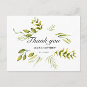 冬の葉の緑結婚の感謝はがき シーズンポストカード (正面)
