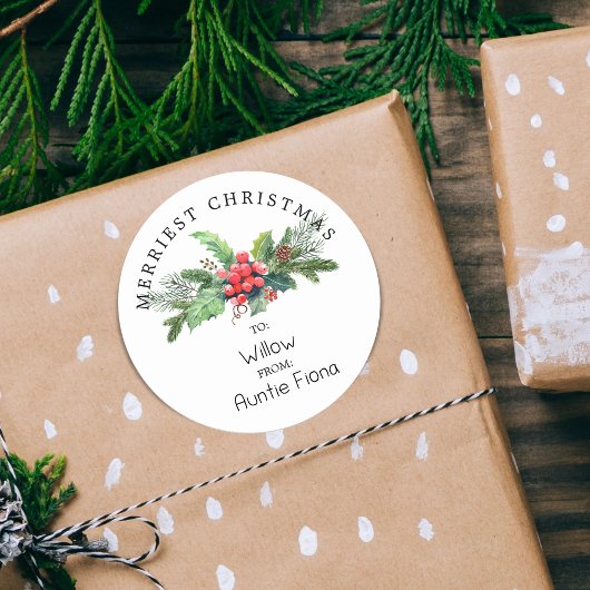 冬の葉の花束TO AND FROM ラウンドシール