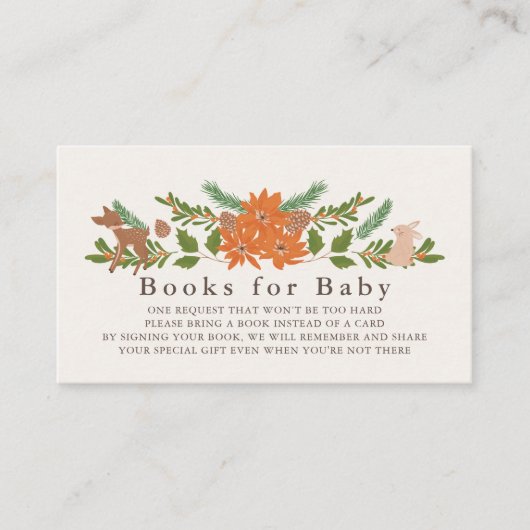 冬の葉の赤ちゃんシャワーブックリクエスト エンクロージャーカード (正面)