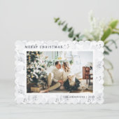 冬の葉の青い写真メリークリスマスカード シーズンカード (スタンド正面)