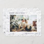 冬の葉の青い写真メリークリスマスカード シーズンカード (正面/裏面)