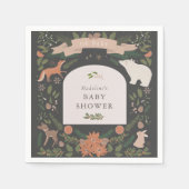 冬の葉ウッドランド動物海軍ベビーシャワー スタンダードカクテルナプキン (正面)